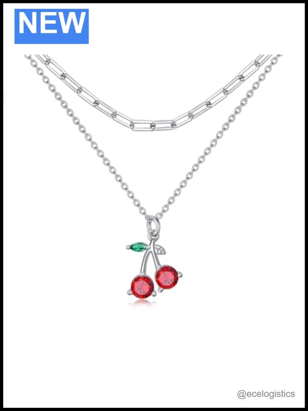 MONGAS Cherry Pineapple Necklace Sterling Silver Pendant Necklace Tropical